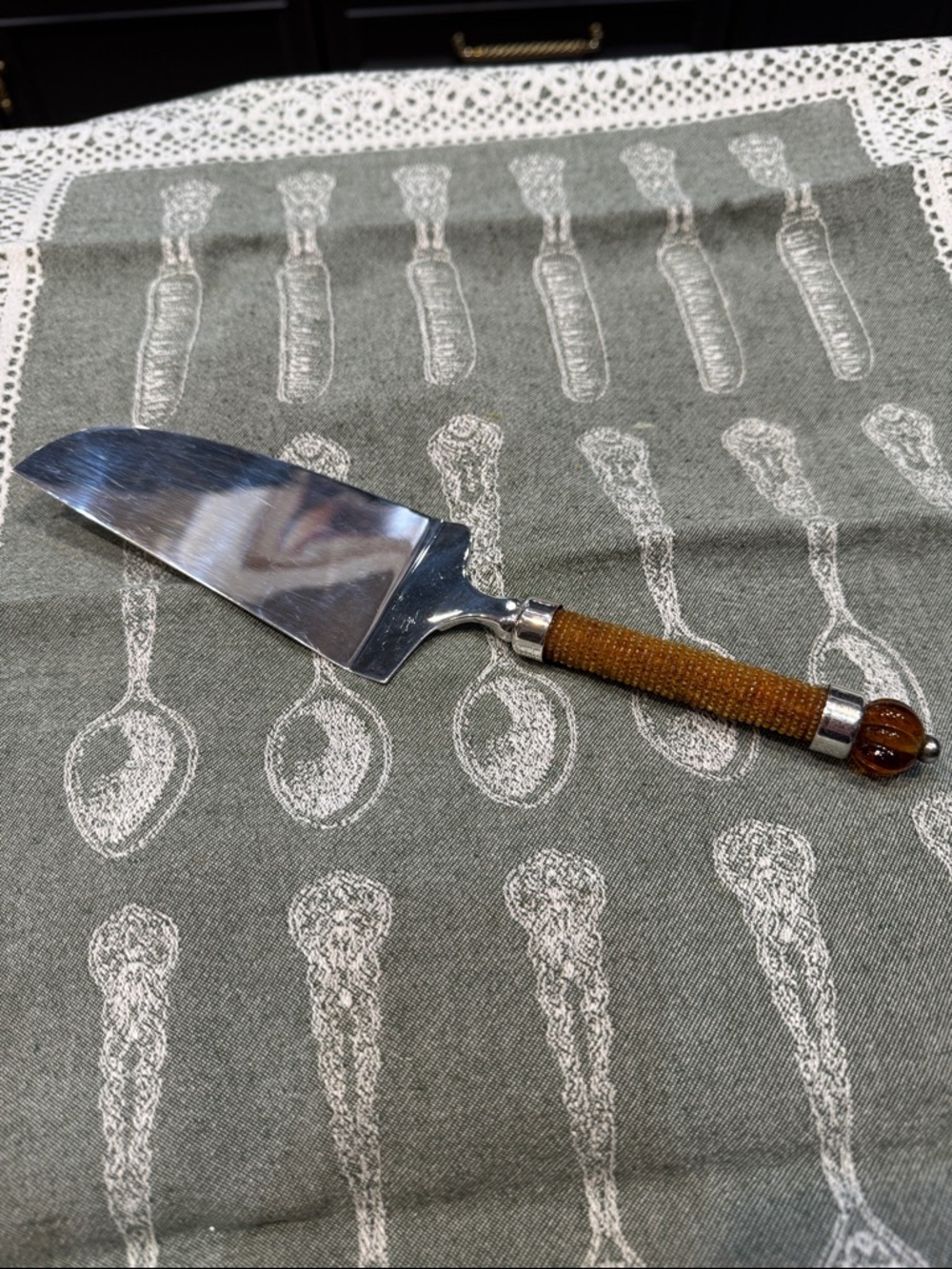 Vintage beaded cake server